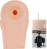 A close-up view of the base of a mannequin head, showing the attachment point for a stand, and a separate inset showing the stand attachment. Produktbild-Vorschau