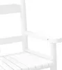 A close-up, cropped view of a white wooden child's rocking chair, focusing on the armrest and seat. Náhľad obrázku produktu