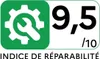 An energy efficiency rating label with a score of 9.5/10 and the text 'INDICE DE RÉPARABILITÉ' (Repairability Index). Voir les images du produit