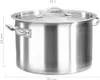 A stainless steel stockpot with a lid, shown from the side with dimensions indicated. Produktbild-Vorschau