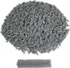 A pile of small, gray, interlocking plastic pieces, likely LEGO Technic chain links, with a small row of them neatly arranged in the foreground. Podgląd zdjęcia produktu
