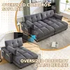 A collage showing an oversized corduroy sofa bed in its sofa form and as a chaise recliner. Anteprima dell’immagine prodotto