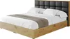 A bed with a headboard and mattress, shown from a diagonal angle. Produktbild-Vorschau