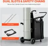 A welding cart with a gas cylinder secured by chains and a welding machine on top. Produktbild-Vorschau
