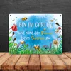 Bin im Garten Metallschild in 15x20 cm mit Blumenwiese und Produktbild-Vorschau 4