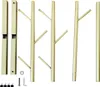 A disassembled gold coat rack in a tree-like design, along with its accessories, laid out on a white background. Produktbild-Vorschau