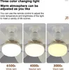 A collage showcasing a ceiling fan with a light fixture, demonstrating different light color temperatures. Náhľad obrázku produktu