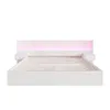 A white bed frame with a headboard featuring LED lighting. Produktbild-Vorschau