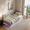 INONEFT Gestoffeerd bed 90x200 cm met LED-verlichting en Productafbeelding-voorbeeld 1