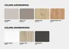 A display of color and material samples for Kronospan and SwissKrono products, likely for furniture or interior design. Produktbild-Vorschau