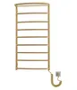 A gold electric towel radiator is shown against a white background. Podgląd zdjęcia produktu