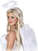 A woman wearing an angel costume with wings and a halo. Produktbild-Vorschau