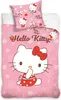 A Hello Kitty themed bedding set, including a pillowcase and duvet cover, displayed on a bed. Podgląd zdjęcia produktu