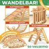 A collage of different wooden play structures for children, showcasing various configurations and uses. Produktbild-Vorschau