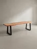 Seitenprofil der modernen Küchenbank, das die schlanke Silhouette der Metallkufen und die massive Präsenz der Holz-Sitzfläche hervorhebt._#sku_SAFWL7.291# Produktbild-Vorschau