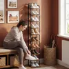 Vertikales Schuhregal, 10-Stöckig, Platzsparend, Braun und Produktbild-Vorschau 5