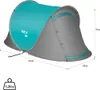 A pop-up camping tent with dimensions and weight indicated. Anteprima dell’immagine prodotto