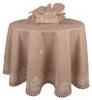 Clayre & Eef tafelkleed, diameter 170 cm, bruin, katoen, Productafbeelding-voorbeeld 3