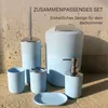 Badset 6-teilig, Badezimmer Zubehörset, Badaccessoires Blau Produktbild-Vorschau 3