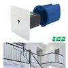 A product shot of a laser distance sensor and a separate image of a staircase railing. Anteprima dell’immagine prodotto