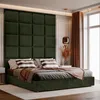 A bedroom scene with a bed and a large tufted headboard. Anteprima dell’immagine prodotto