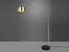 A brass arc floor lamp with a black marble base against a gray background. Anteprima dell’immagine prodotto
