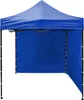 A blue pop-up tent with side walls, shown from the front with one side wall extended. Produktbild-Vorschau