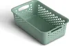A green storage basket with holes and handles is shown against a white background. Produktbild-Vorschau
