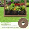 A raised garden bed filled with plants, showing a cross-section of the soil and roots with water droplets, and a close-up of a drainage hole. Produktbild-Vorschau