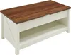 A rectangular coffee table with a wood-look top and white base, shown from a slight angle against a white background. Náhled obrázku produktu