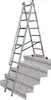 A multi-purpose ladder is positioned on a set of stairs. Podgląd zdjęcia produktu