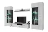 A modern living room furniture set with a TV stand, a tall display cabinet, a wall shelf, and a smaller display cabinet. Produktbild-Vorschau