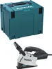 A teal Makita storage case is shown above a white and teal Makita wall chaser. Podgląd zdjęcia produktu
