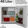 A mini-refrigerator with its door open, showing various drinks and bottles inside. Produktbild-Vorschau