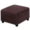 (Braun) Quadratischer Hockerbezug Stretch-Ottomanenbezug Produktbild-Vorschau 2
