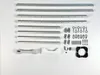 A collection of parts for a ceiling clothes dryer laid out on a white background. Voir les images du produit