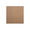 The back of a white modern bookshelf with a brown particleboard backing. Náhľad obrázku produktu