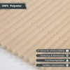 A close-up view of a beige pleated blind, showing its texture and folds. Text overlays highlight product features. Produktbild-Vorschau