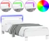 vidaXL Bettgestell mit Kopfteil und LED-Leuchten Weiß Produktbild-Vorschau 1