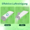 Two panels showing how to attach and detach a vacuum cleaner bag, with text labels. Produktbild-Vorschau