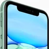 Close-up of the top corner of a green iPhone 11, showing the notch and part of the screen. Produktbild-Vorschau
