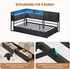 AODEMOKO Polsterbett mit LED-Beleuchtung, Ladestation, 2 Produktbild-Vorschau 9