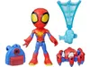 A collection of Spider-Man toys, including a figure, a backpack, a web shooter accessory, and a spider-like vehicle, arranged on a white background. Anteprima dell’immagine prodotto