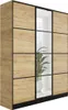 A three-door wardrobe with a wood-effect finish and mirrored panels. Voir les images du produit