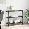 vidaXL Čierna knižnica s dubovým vzhľadom 80 x 33 x 70,5 cm Náhľad obrázku produktu 3