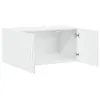 A white wall-mounted cabinet with two doors open, showing the interior. Produktbild-Vorschau