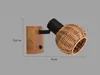 Wandstrahler innen 1 flammig Holzlampe mit Rattanschirm Produktbild-Vorschau 4