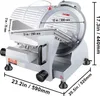 A commercial meat slicer with dimensions indicated by text overlays. Podgląd zdjęcia produktu