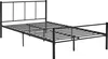A black metal bed frame with a headboard and footboard, shown against a white background. Produktbild-Vorschau