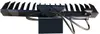 A black hydraulic root rake for a mini excavator, shown from a slightly elevated front-side angle against a white background. Produktbild-Vorschau